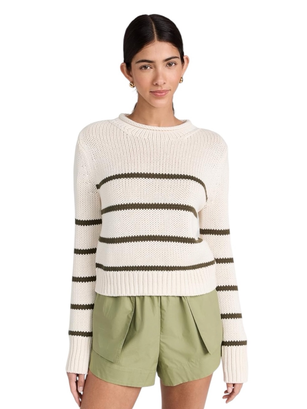 NEW LA LIGNE Mini Marina Sweater. Cream/Olive. M. NWT